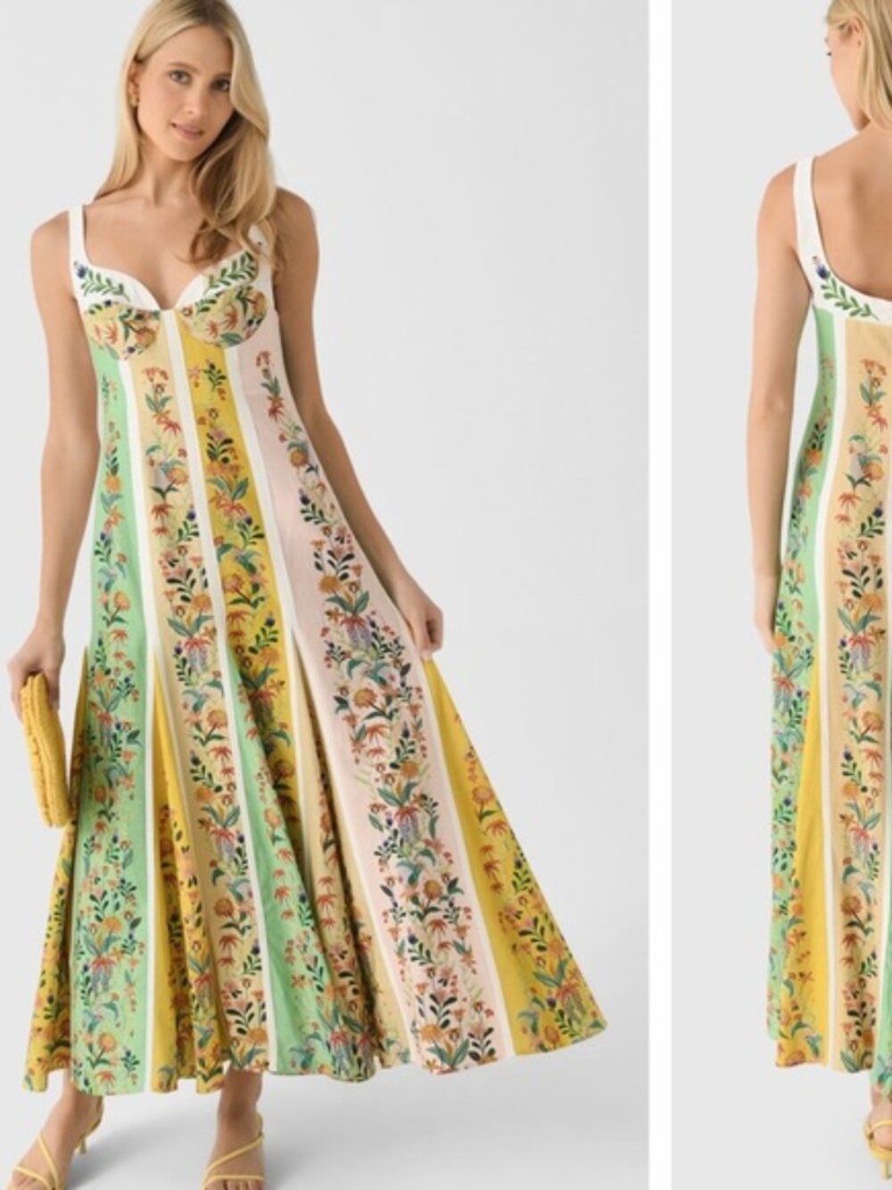 Christian Lacroix stripe floral boho Anthro linen midi dress size 10